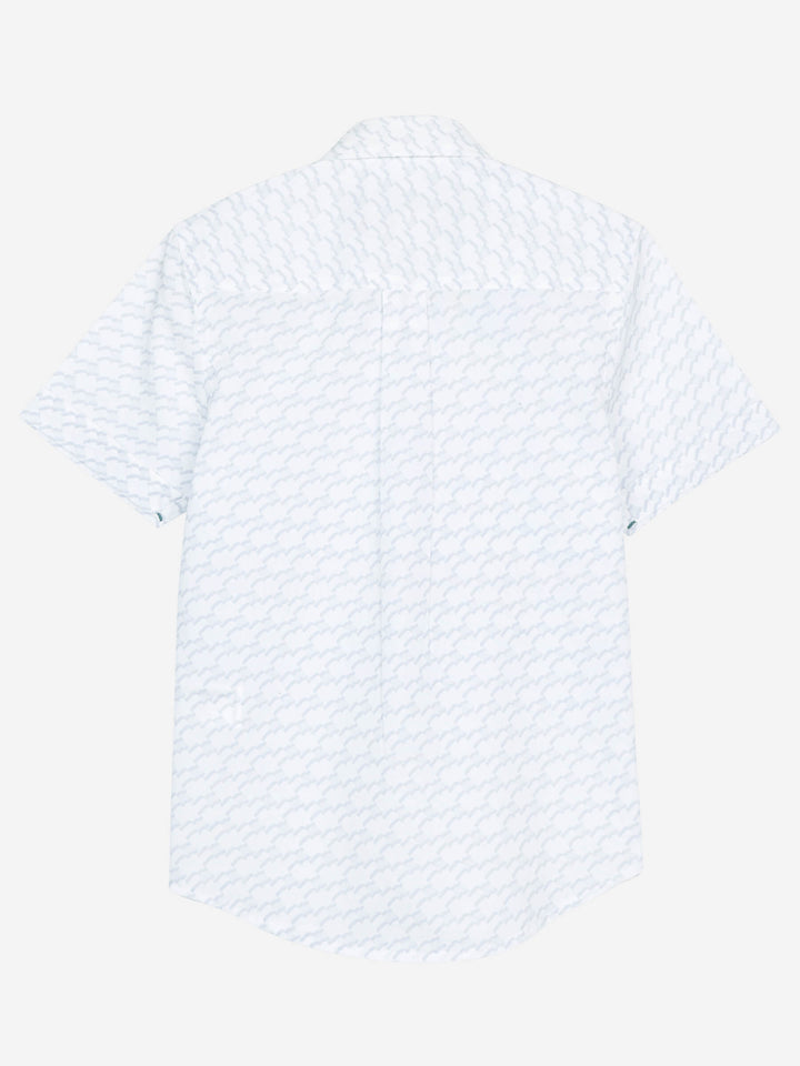 White & Blue Printed Short Sleeve Casual Shirt Brumano Pakistan