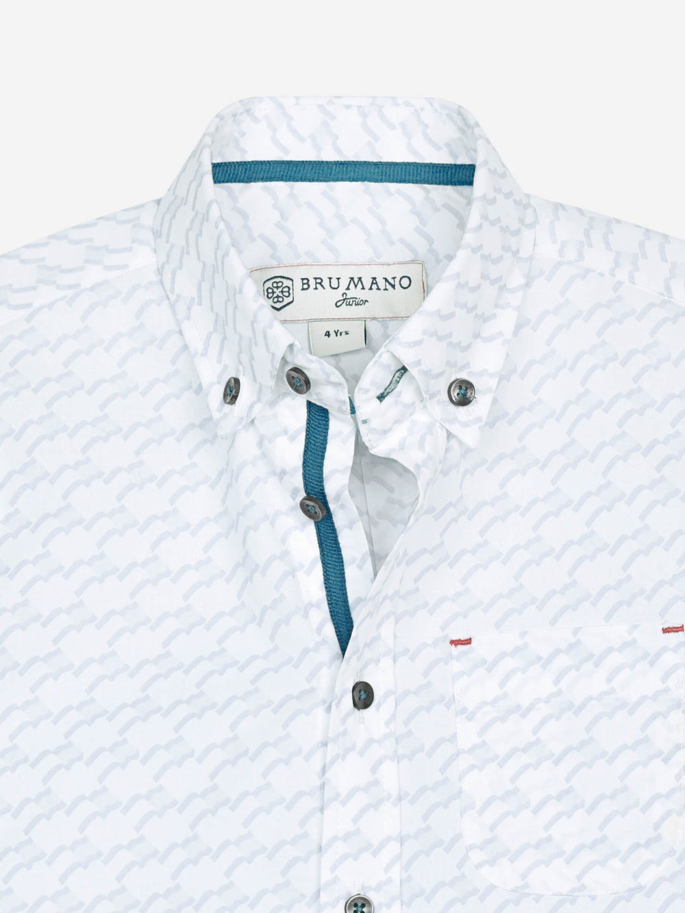 White & Blue Printed Short Sleeve Casual Shirt