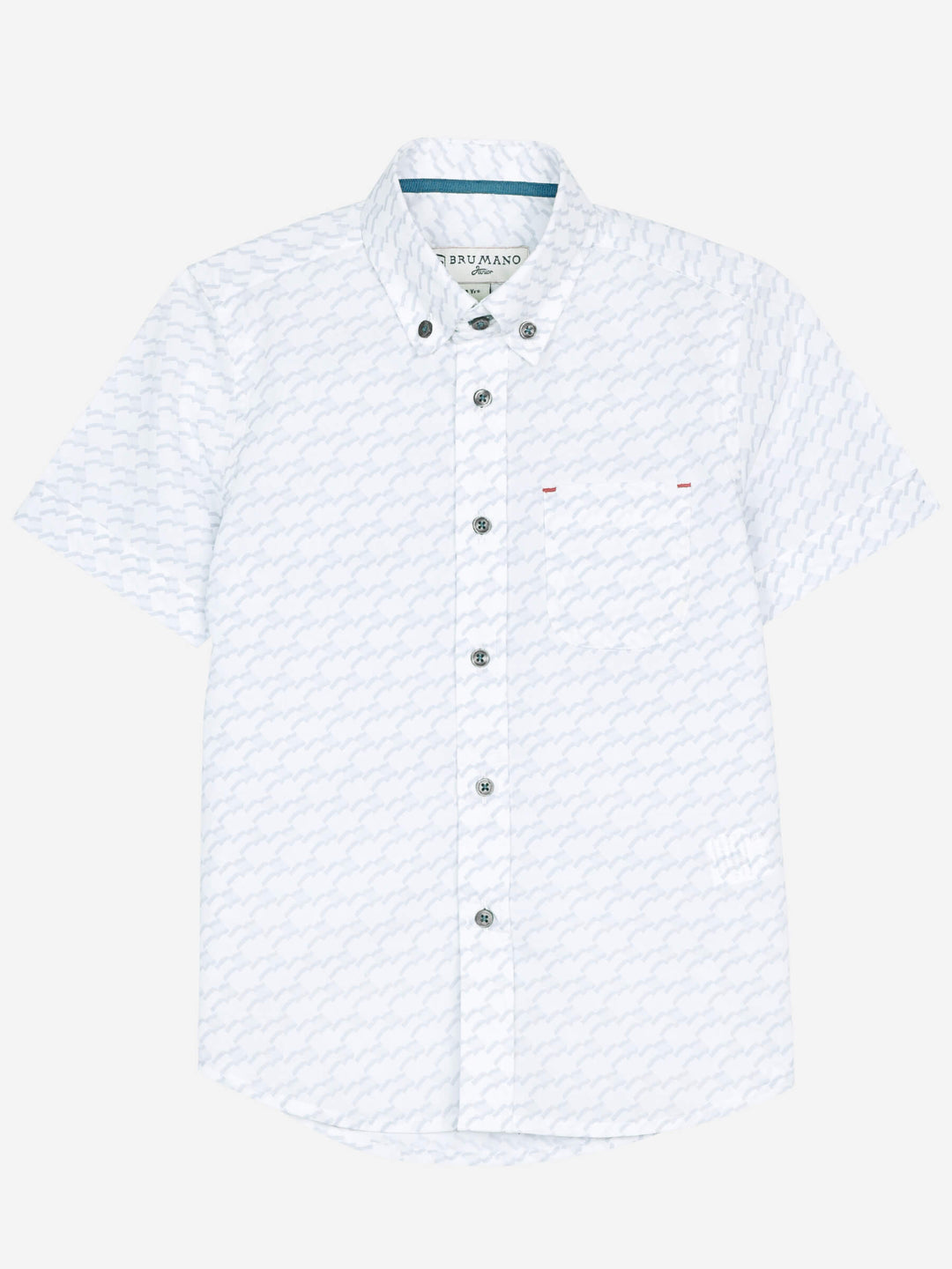 White & Blue Printed Short Sleeve Casual Shirt Brumano Pakistan