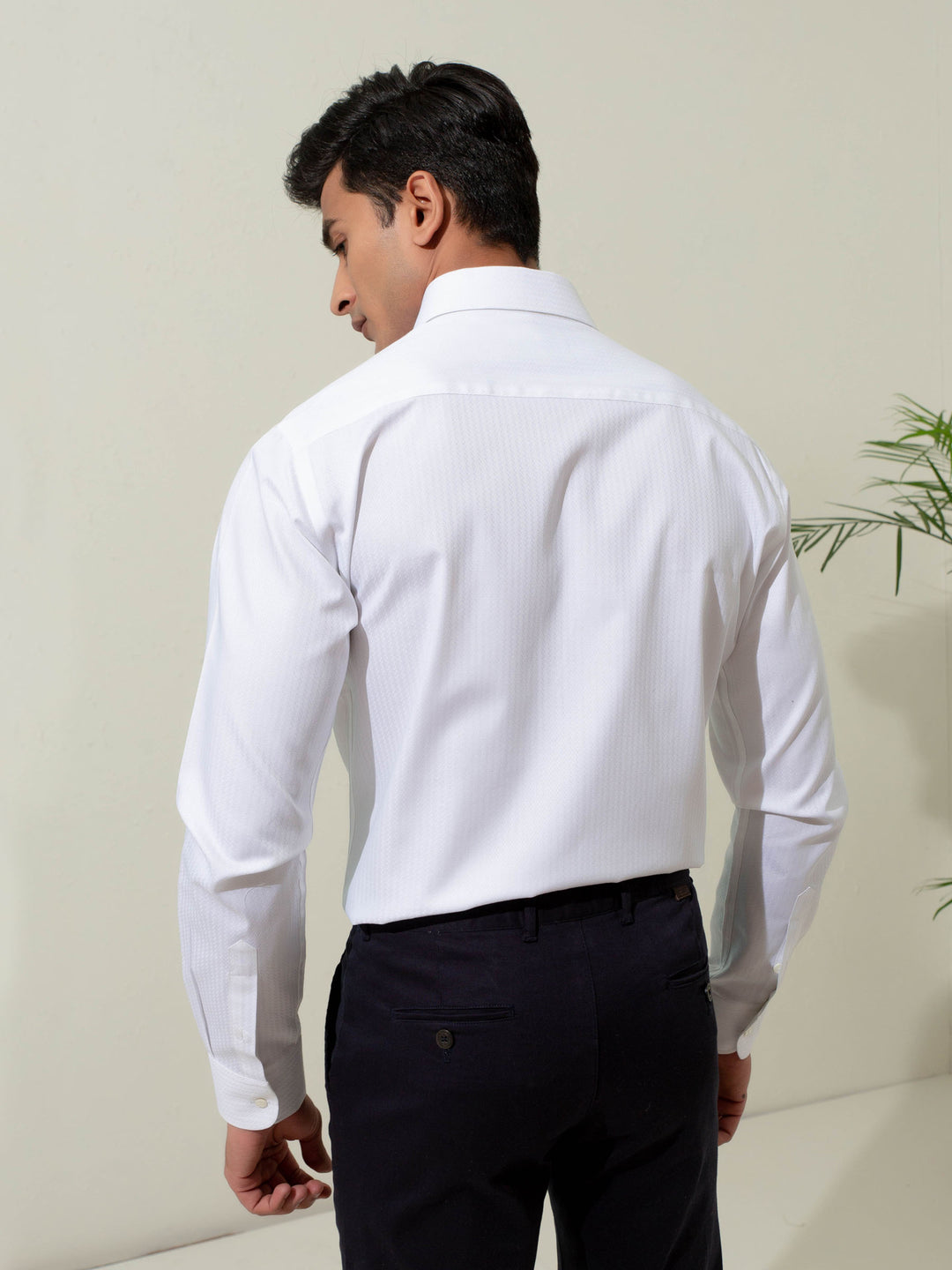White Herringbone Formal Shirt Brumano Pakistan