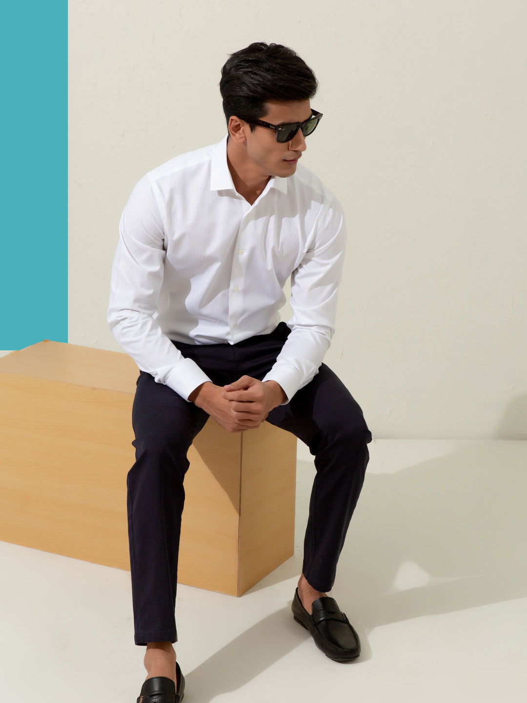 White Herringbone Formal Shirt Brumano Pakistan