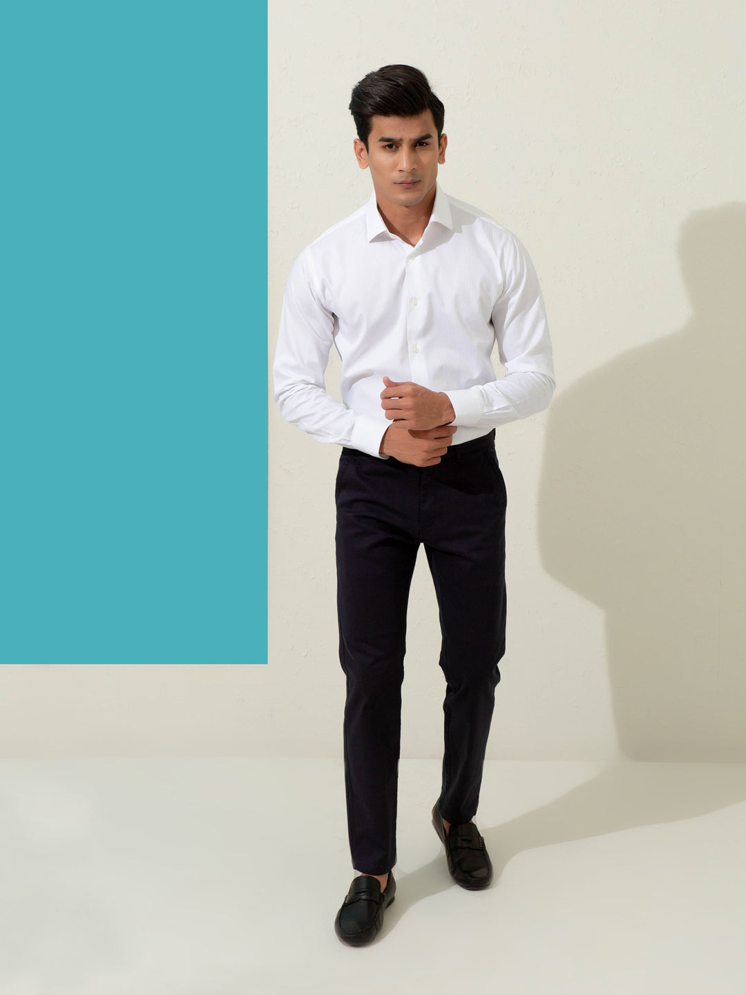 White Herringbone Formal Shirt Brumano Pakistan
