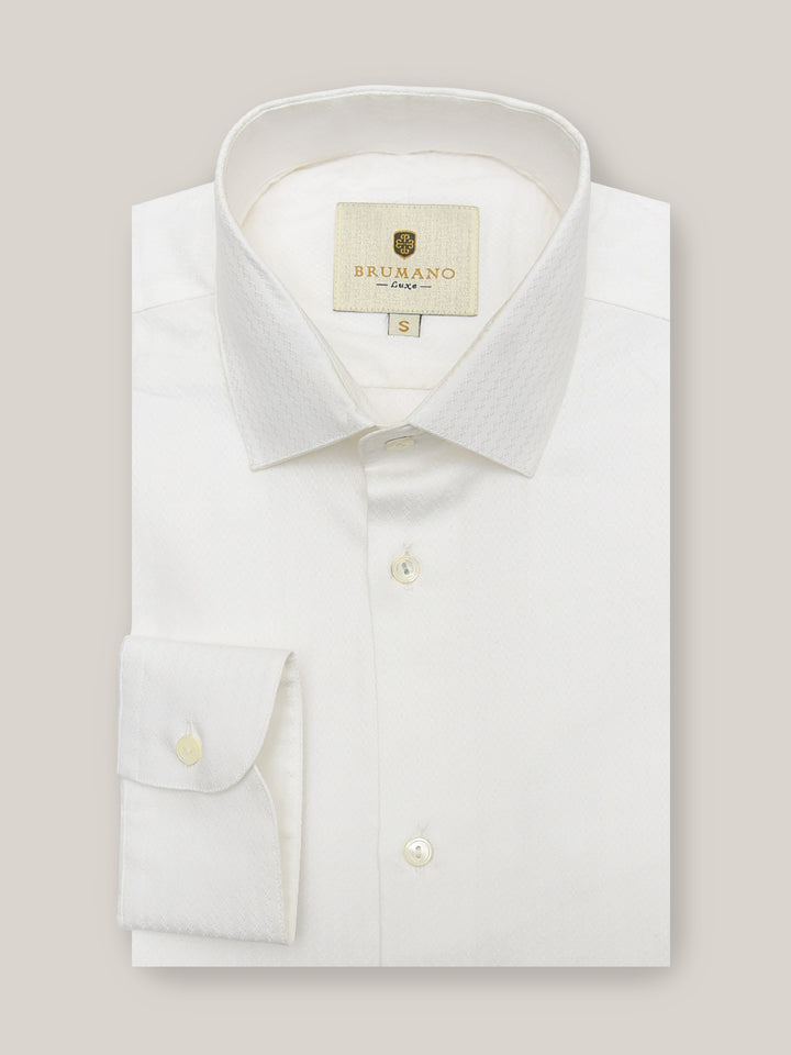 White Herringbone Formal Shirt Brumano Pakistan