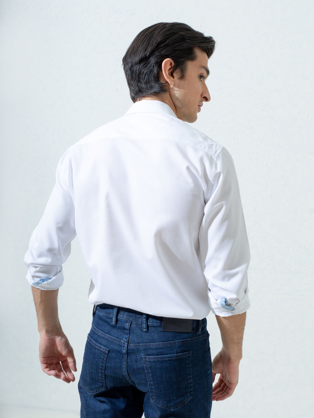 White Honeycombed Structured Formal Shirt Brumano Pakistan