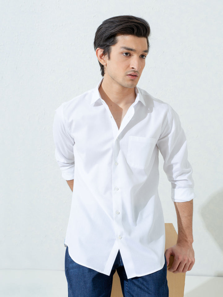 White Honeycombed Structured Formal Shirt Brumano Pakistan