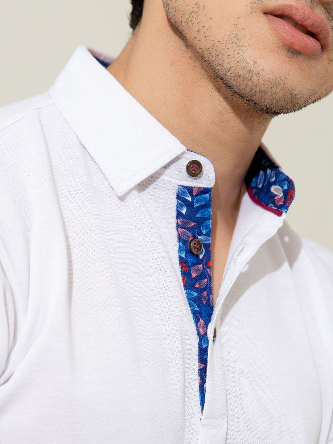 White Pique Polo With Collar Detailing Brumano Pakistan