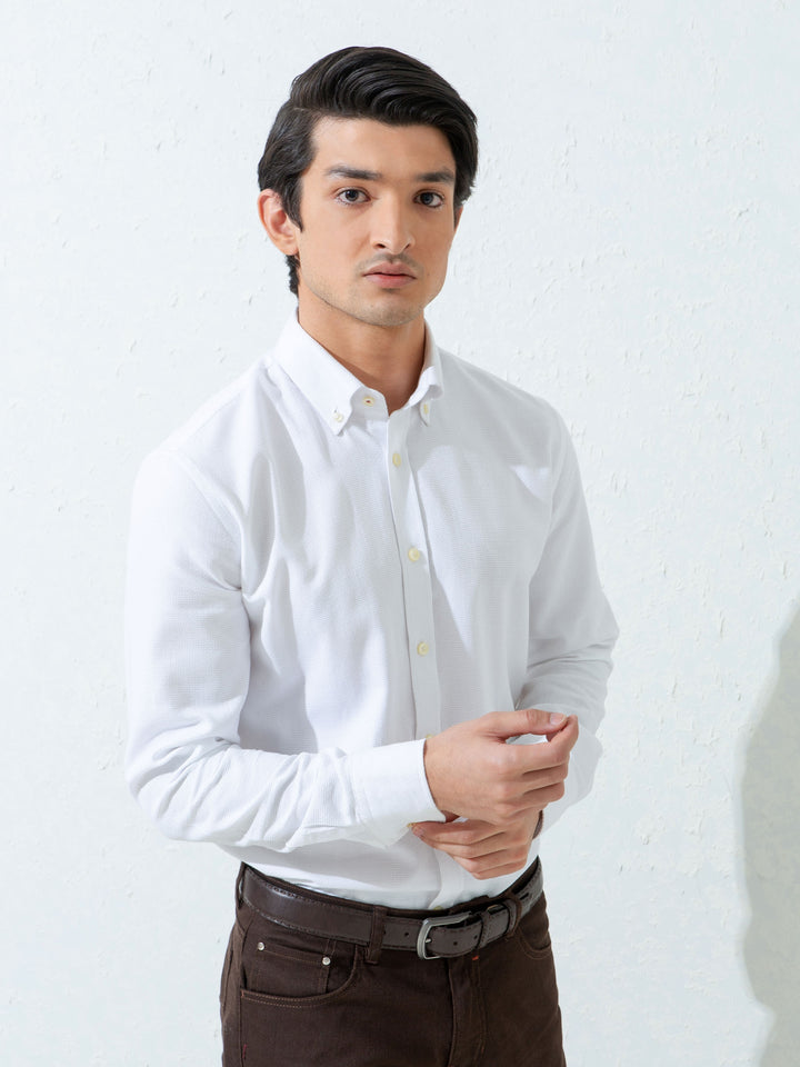 White Structured Button Down Shirt Brumano Pakistan