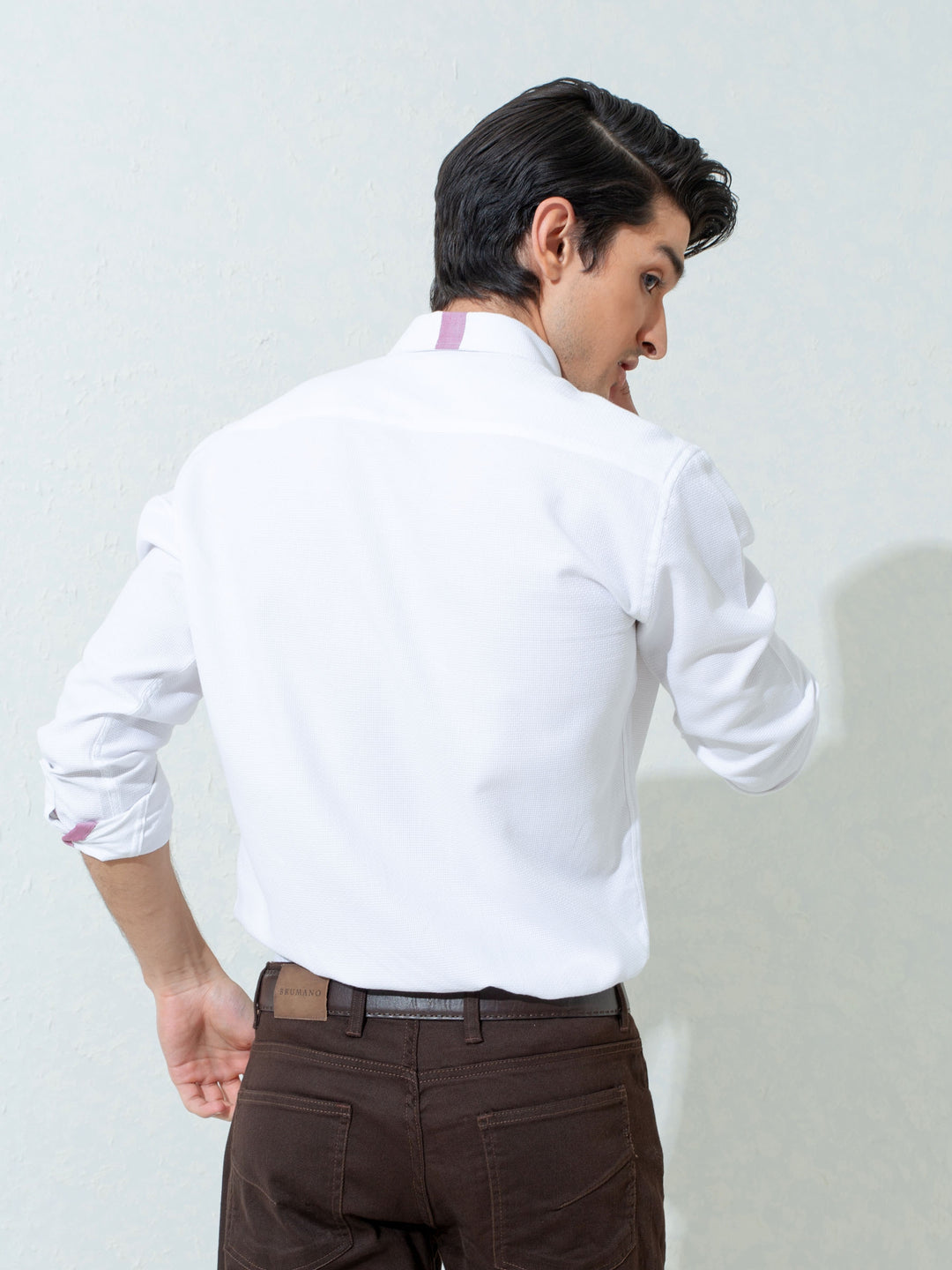 White Structured Button Down Shirt Brumano Pakistan