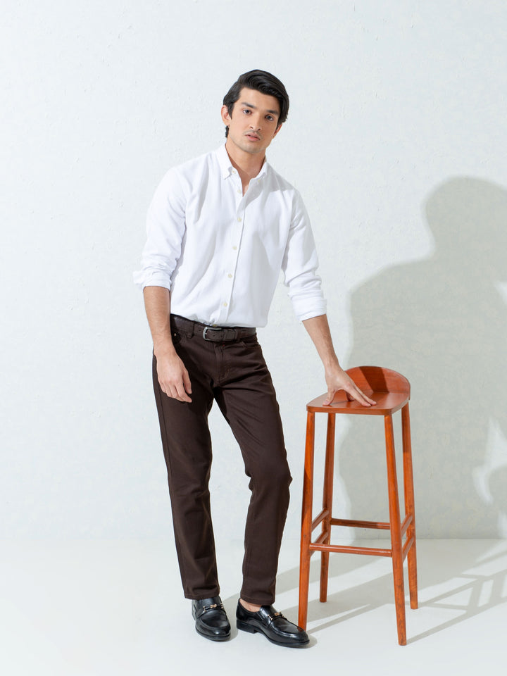 White Structured Button Down Shirt Brumano Pakistan