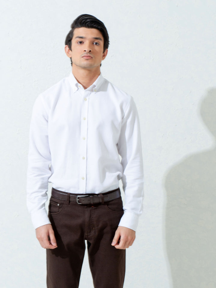 White Structured Button Down Shirt Brumano Pakistan