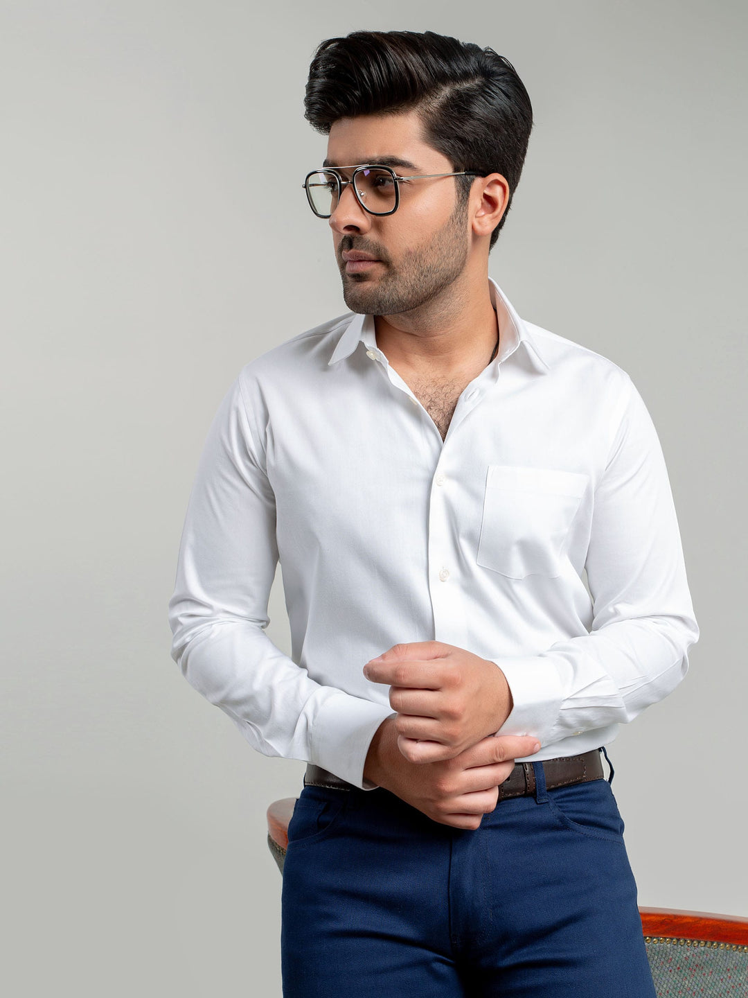 White Twill Formal Shirt Brumano Pakistan