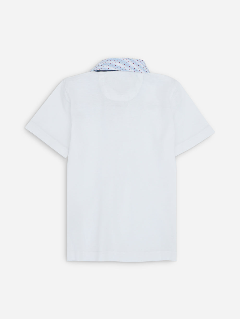 White Casual Polo With Contrasting Blue Collar