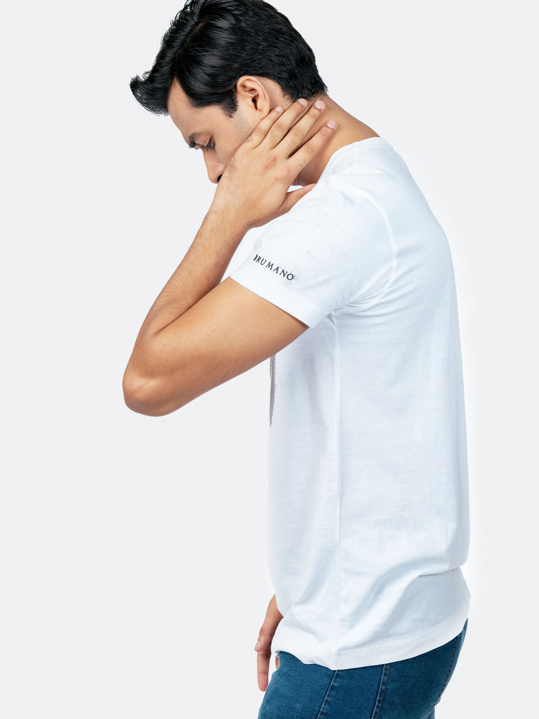 White Crew Neck T-Shirt With Pocket Brumano Pakistan