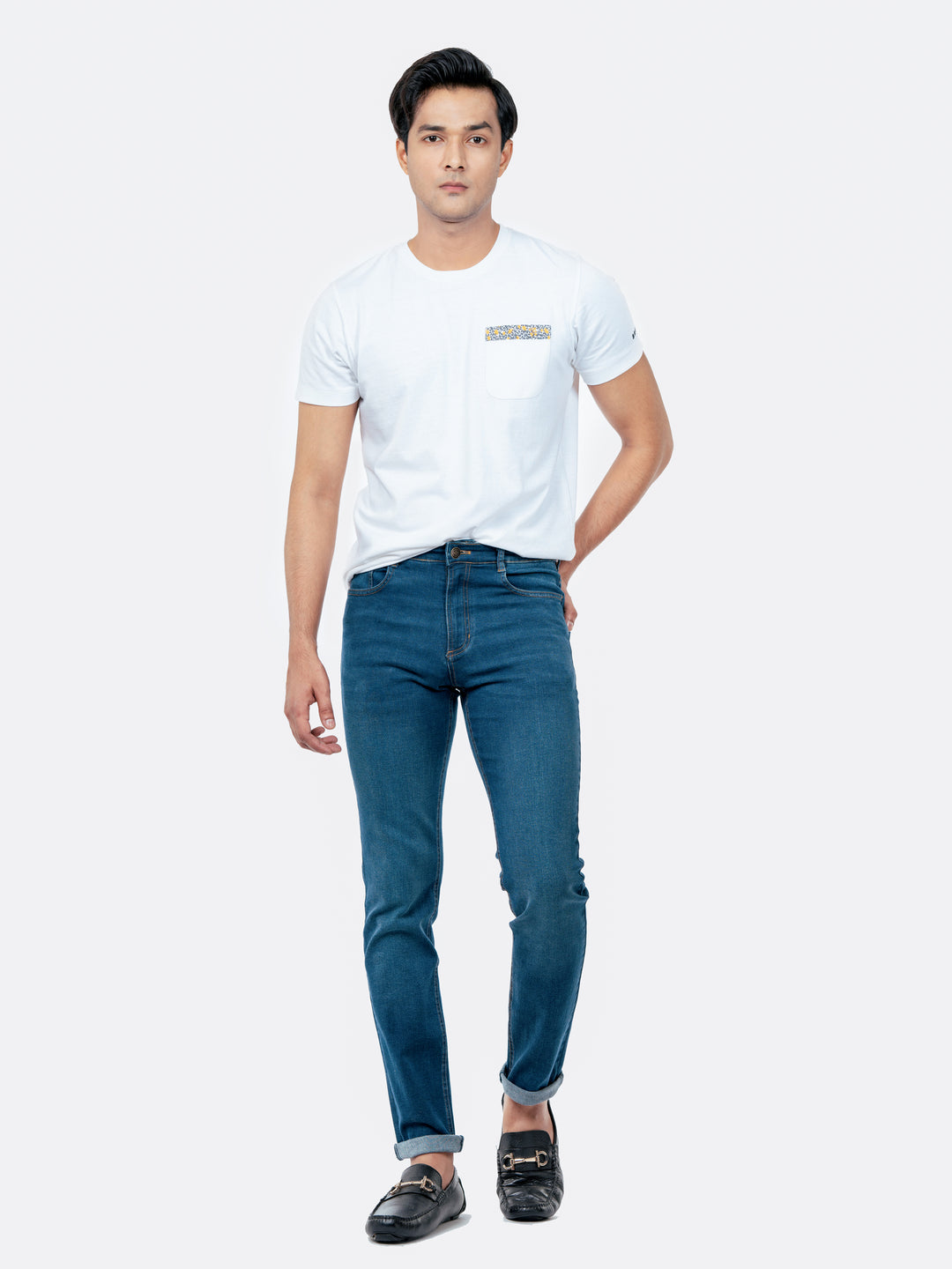 White Crew Neck T-Shirt With Pocket Brumano Pakistan