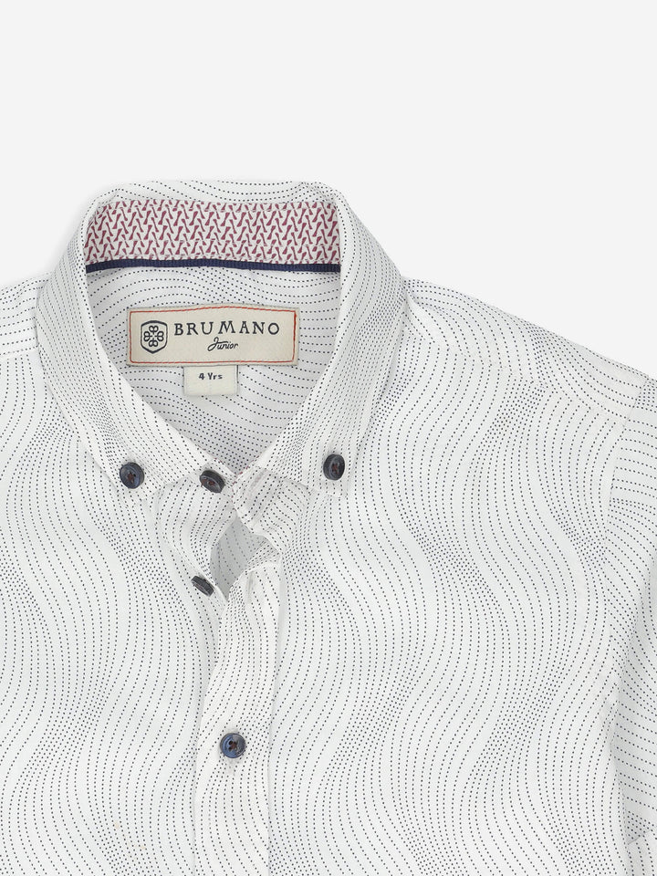 White Geometric Printed Half Sleeve Shirt Brumano Pakistan