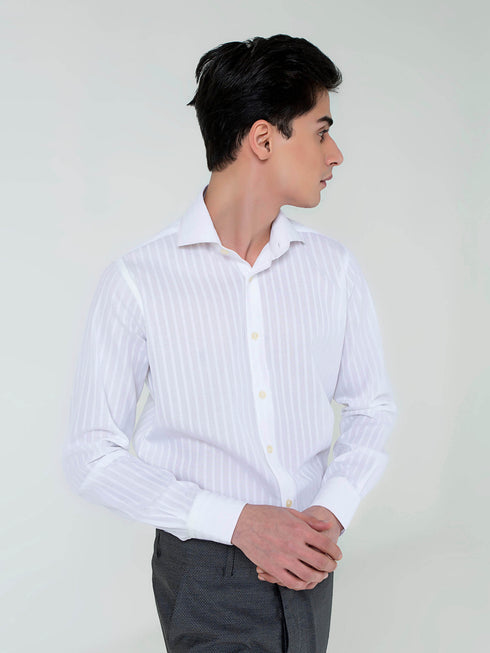 White Striped Structured Formal Shirt Brumano Pakistan