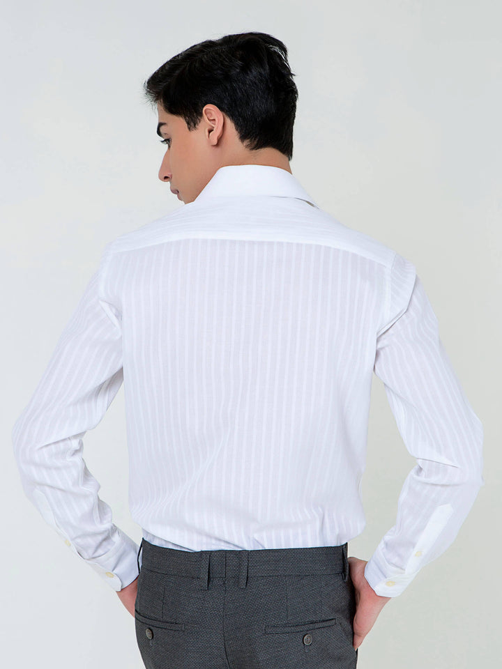 White Striped Structured Formal Shirt Brumano Pakistan