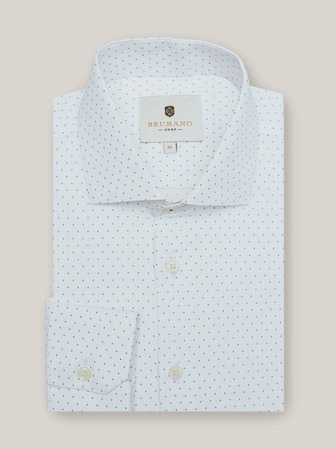 White & Black Dot Structured Formal Shirt Brumano Pakistan
