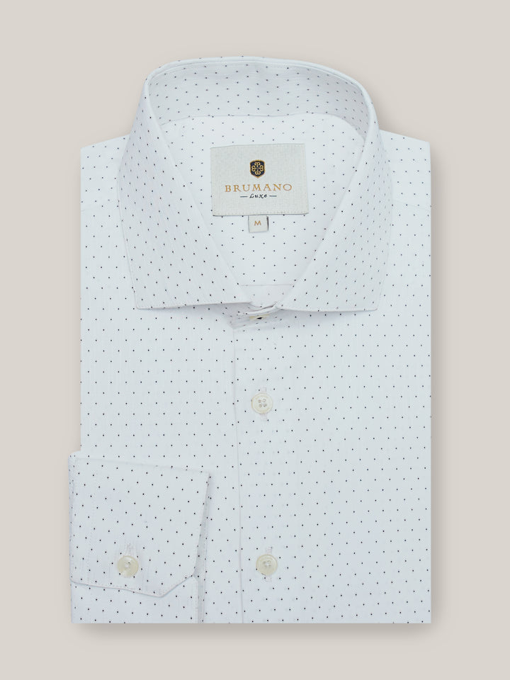 White & Black Dot Structured Formal Shirt Brumano Pakistan