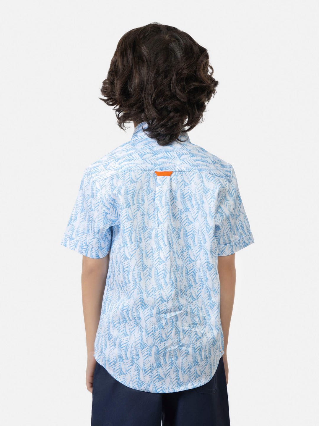White & Blue Floral Printed Short Sleeve Casual Shirt Brumano Pakistan