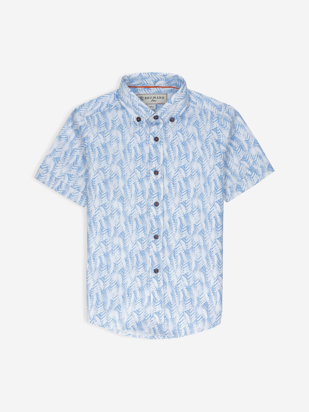 White & Blue Floral Printed Short Sleeve Casual Shirt Brumano Pakistan