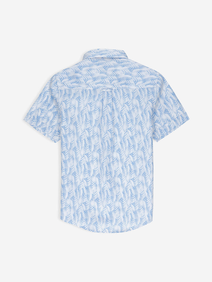 White & Blue Floral Printed Short Sleeve Casual Shirt Brumano Pakistan