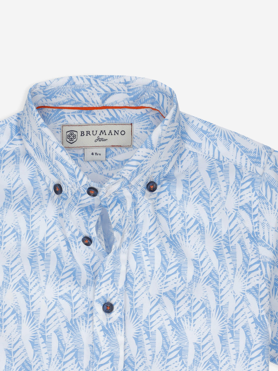 White & Blue Floral Printed Short Sleeve Casual Shirt Brumano Pakistan