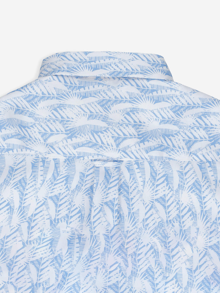 White & Blue Floral Printed Short Sleeve Casual Shirt Brumano Pakistan