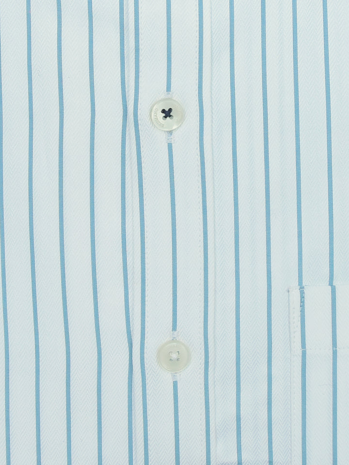 White & Blue Herringbone Shirt With Printed Detailing Brumano Pakistan