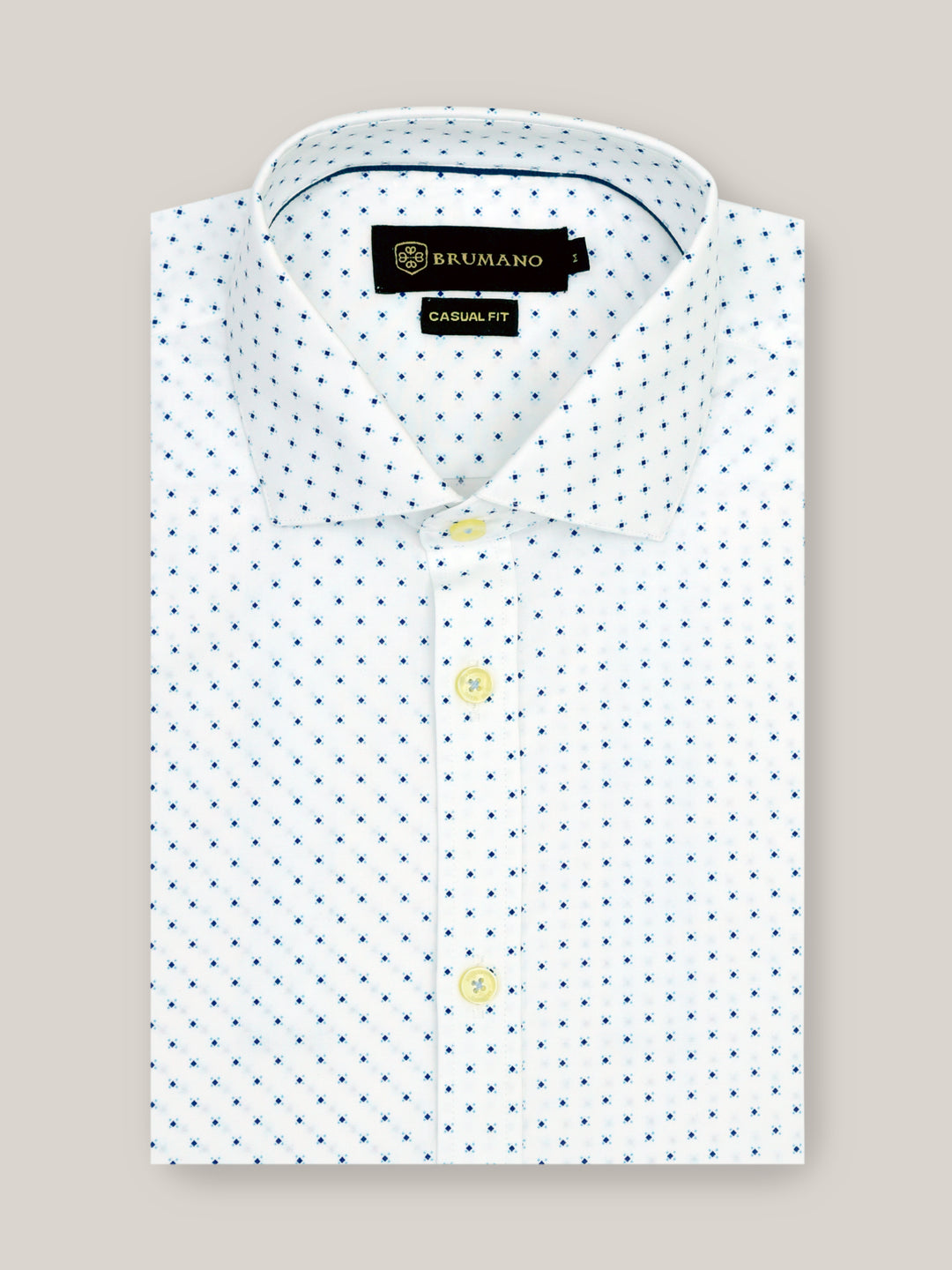 White & Blue Printed Formal Shirt Brumano Pakistan