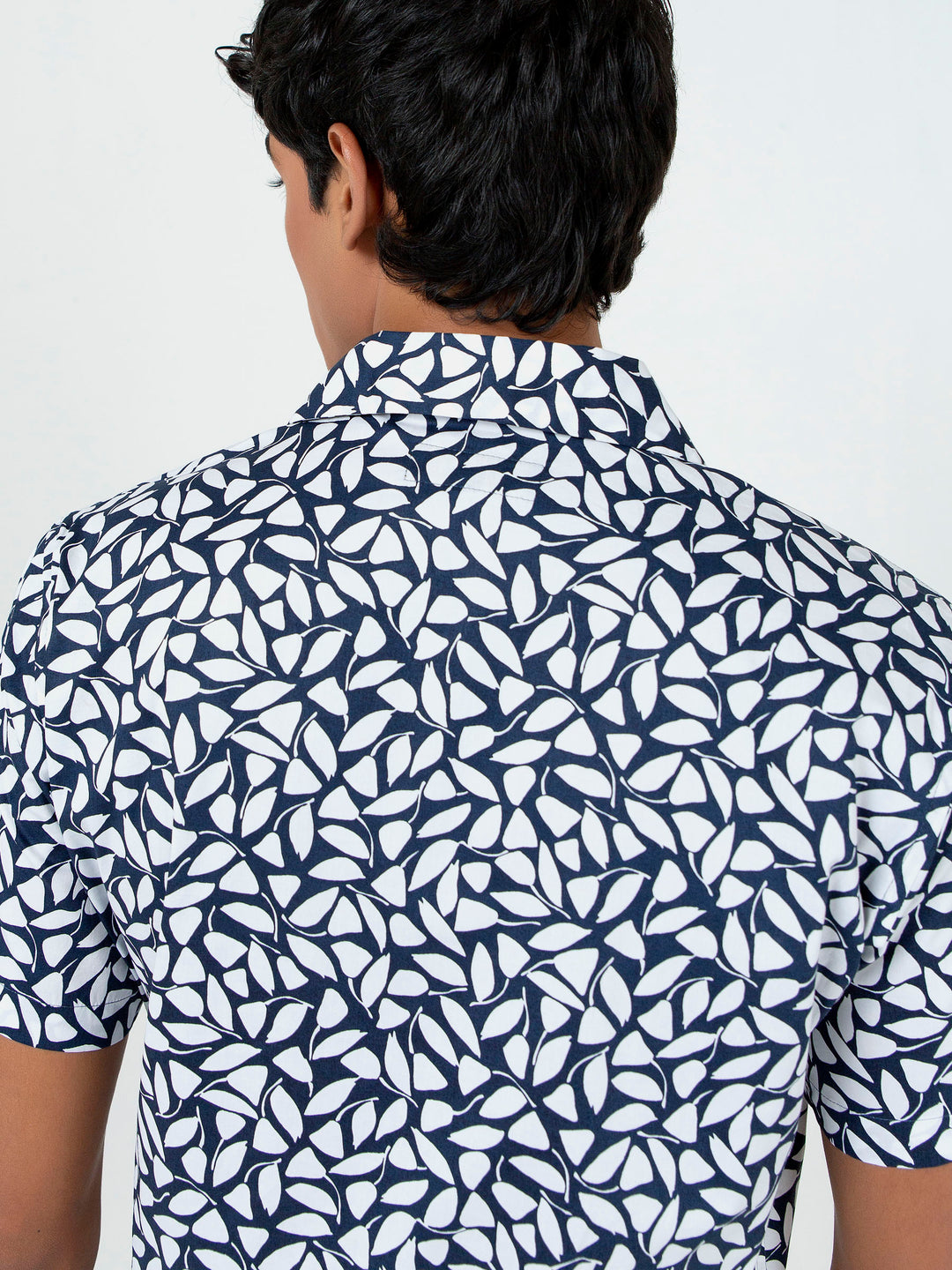 White & Blue Printed Half Sleeve Cuban Collar Shirt Brumano Pakistan