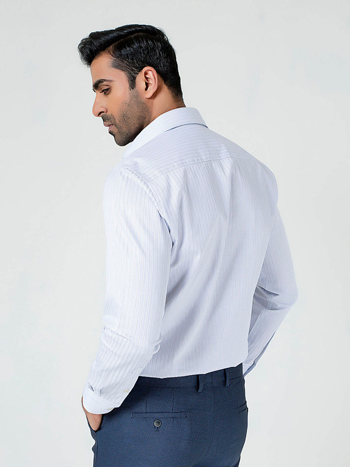 White & Grey Striped Formal Shirt Brumano Pakistan