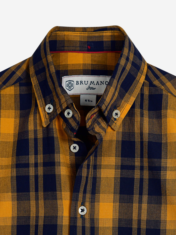 Yellow & Blue Long Sleeve Checkered Shirt Brumano Pakistan