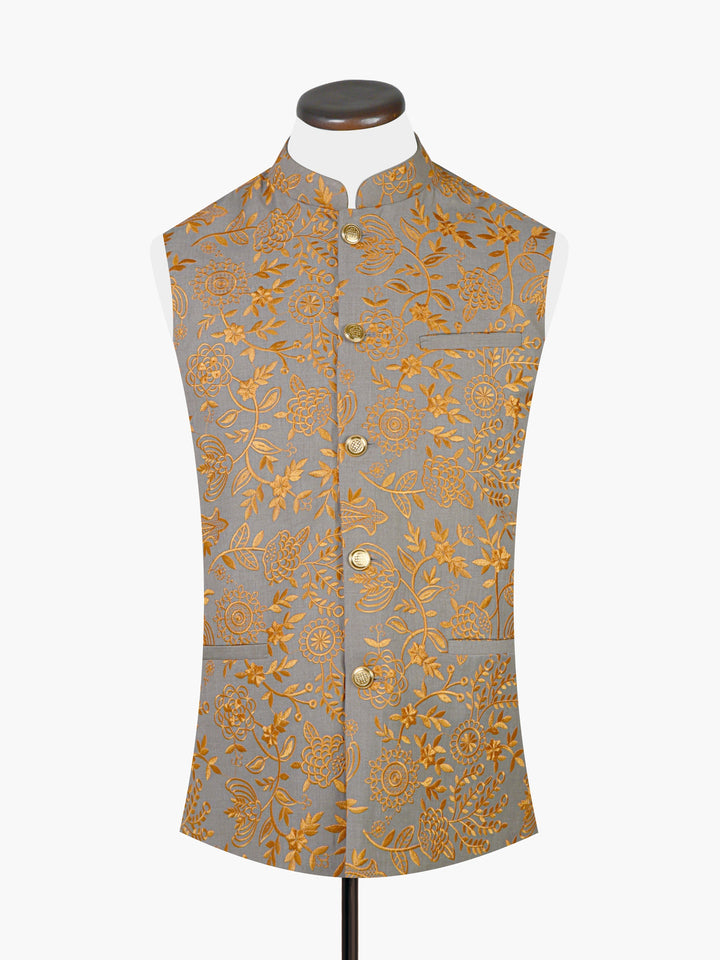 Yellow Embroidered Sartoria Waistcoat Brumano Pakistan