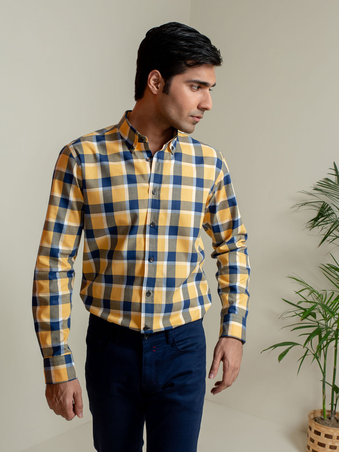 Yellow Flannel Checkered Shirt Brumano Pakistan