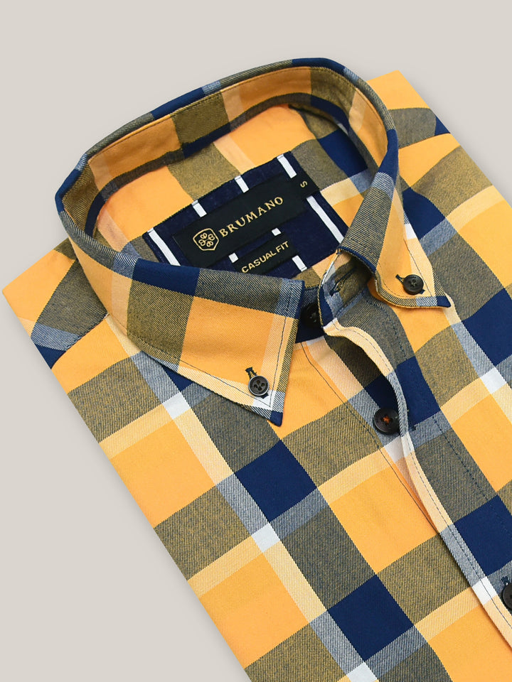 Yellow Flannel Checkered Shirt Brumano Pakistan