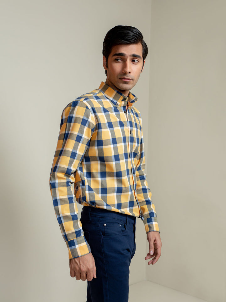 Yellow Flannel Checkered Shirt Brumano Pakistan