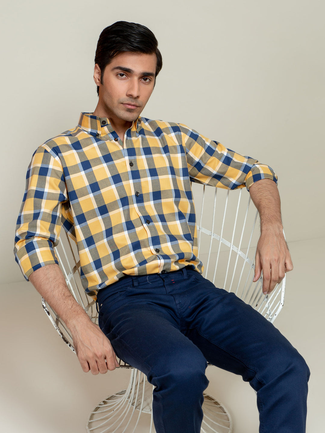 Yellow Flannel Checkered Shirt Brumano Pakistan