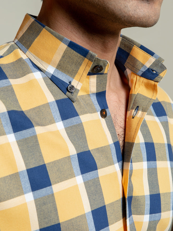 Yellow Flannel Checkered Shirt Brumano Pakistan