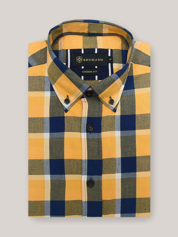 Yellow Flannel Checkered Shirt Brumano Pakistan