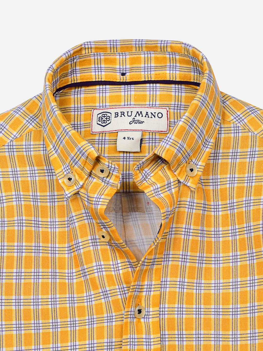Yellow Gingham Checkered Casual Shirt Brumano Pakistan