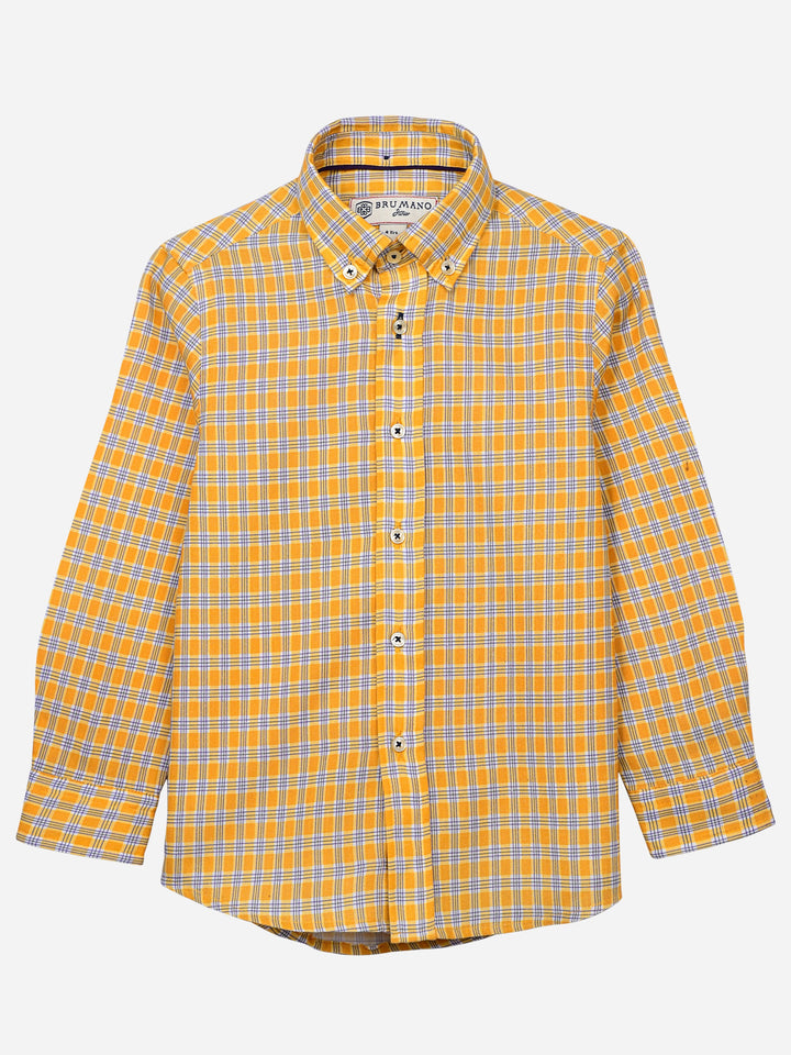 Yellow Gingham Checkered Casual Shirt Brumano Pakistan