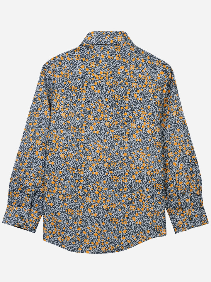 Yellow & Grey Floral Printed Casual Shirt Brumano Pakistan
