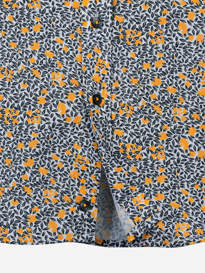Yellow & Grey Floral Printed Casual Shirt Brumano Pakistan