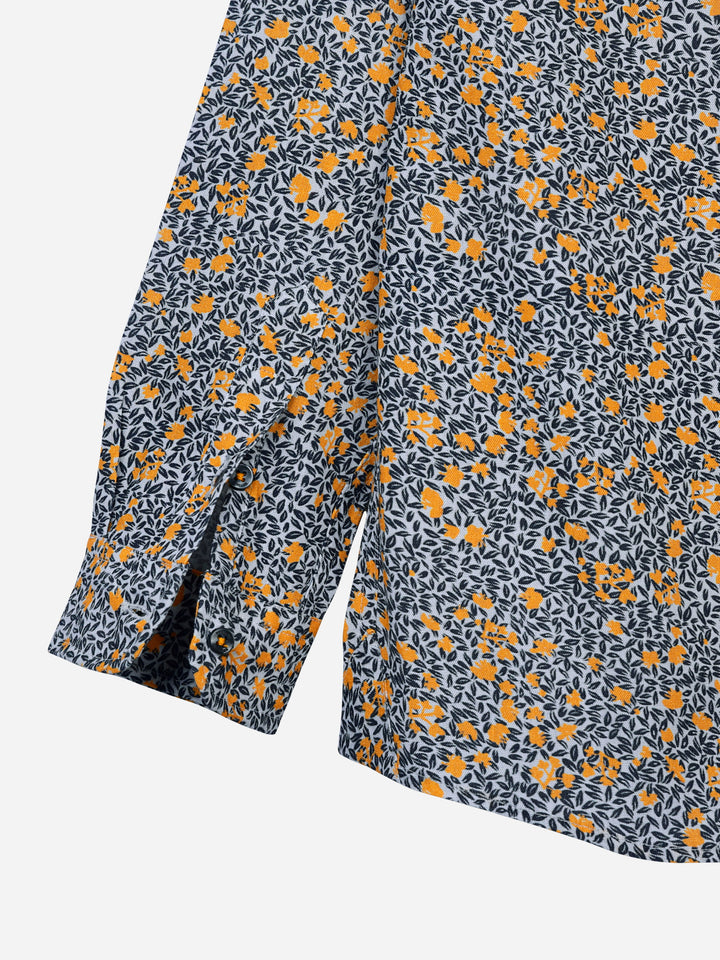 Yellow & Grey Floral Printed Casual Shirt Brumano Pakistan