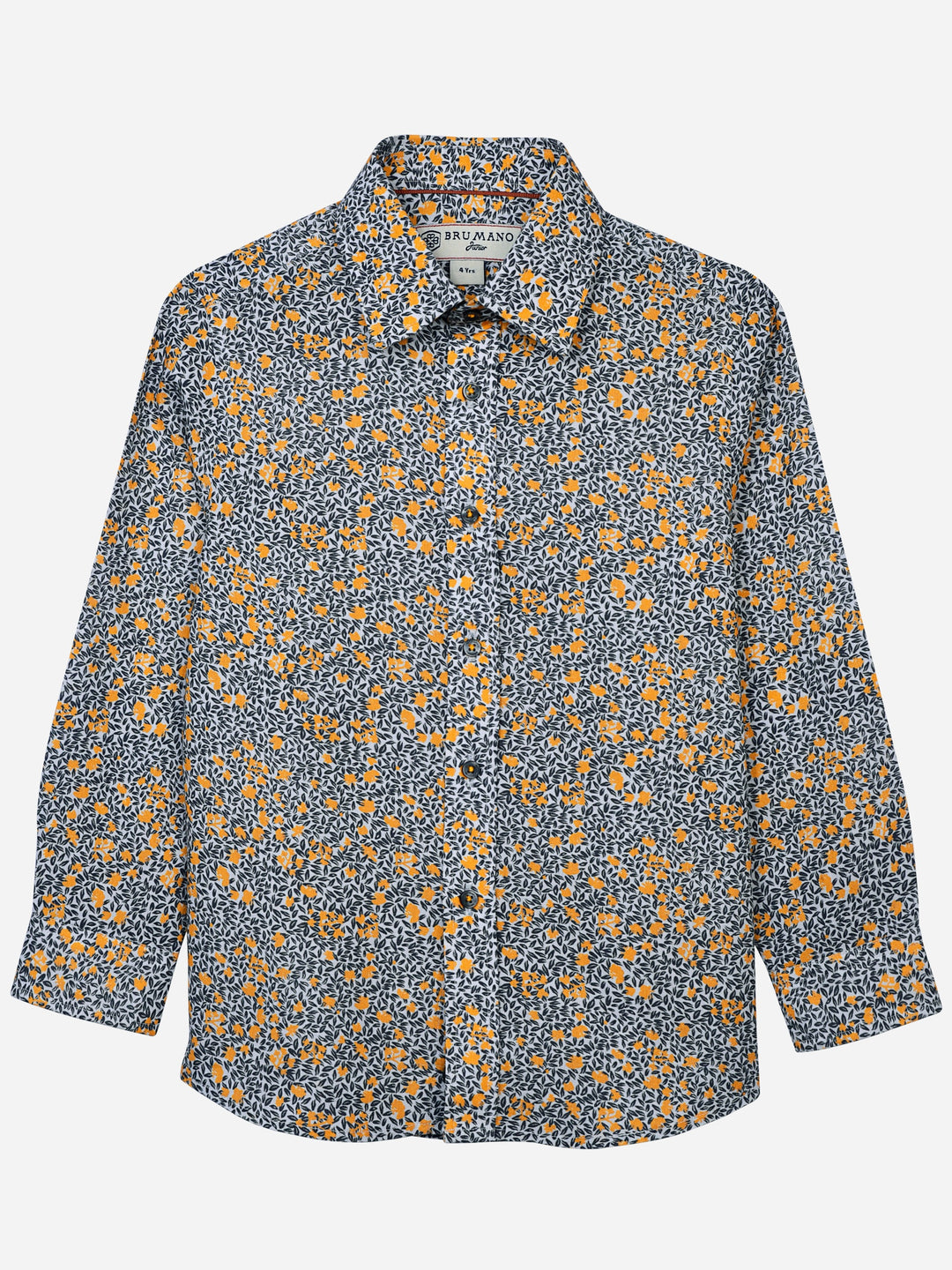 Yellow & Grey Floral Printed Casual Shirt Brumano Pakistan