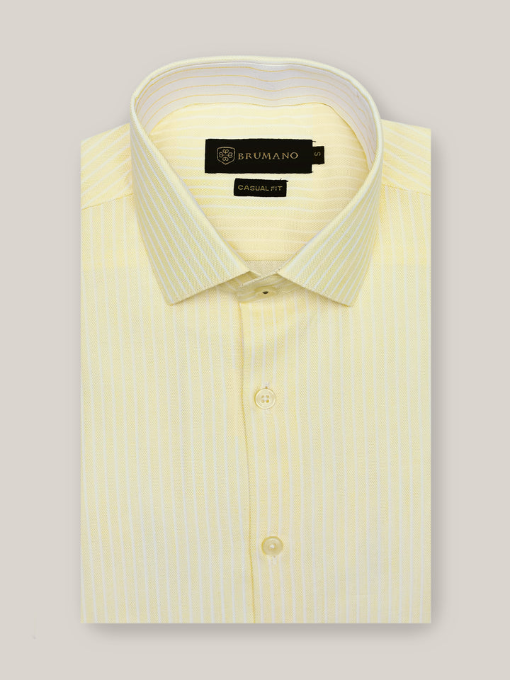 Yellow Structured Striped Formal Shirt Brumano Pakistan