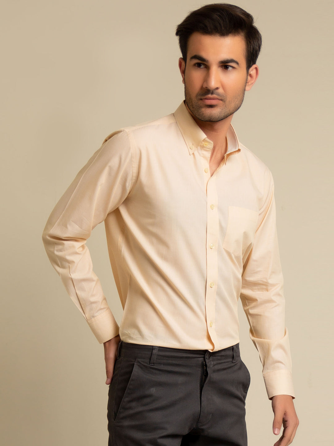 Yellow Super Fine Button Down Shirt Brumano Pakistan