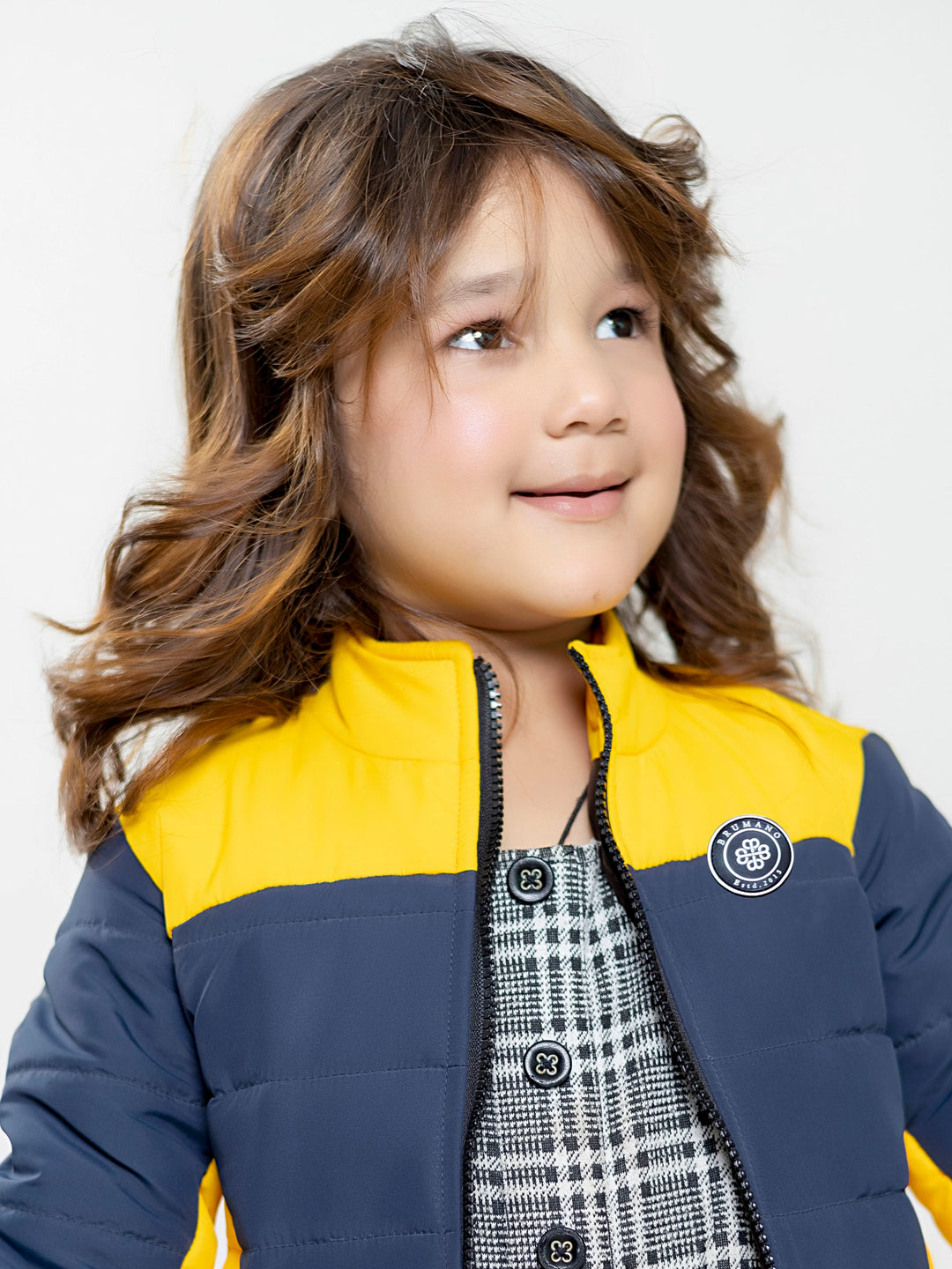 Yellow & Blue Puffer Casual Jacket Brumano Pakistan