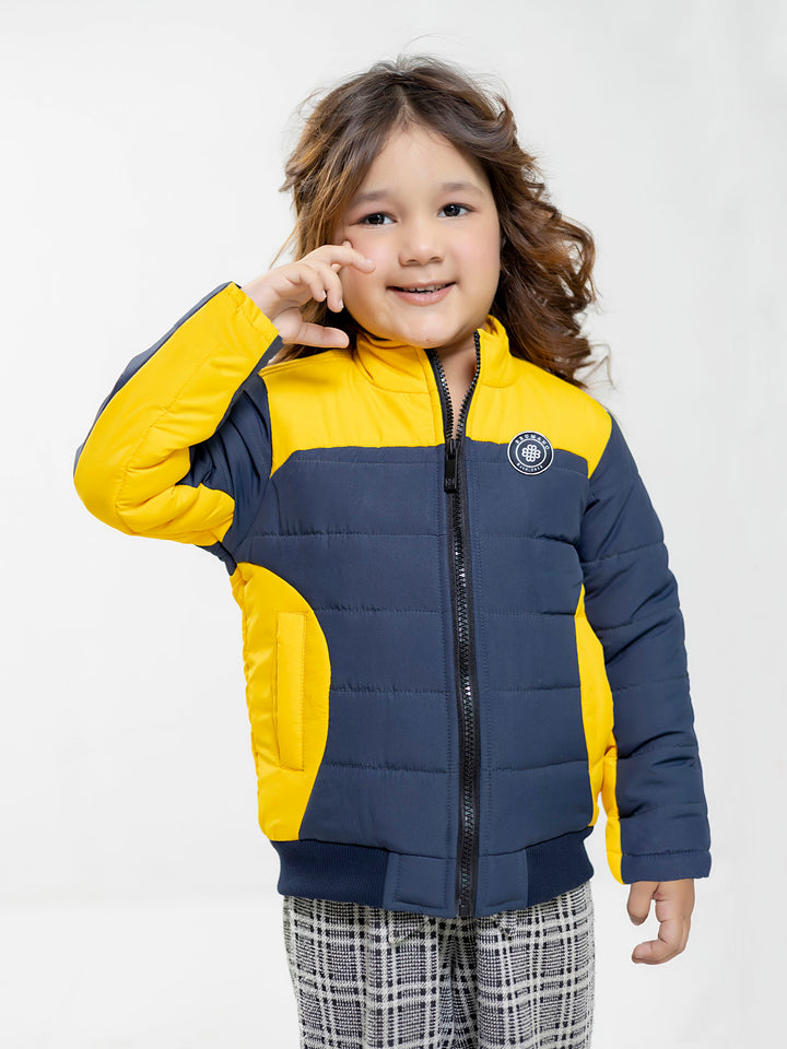 Yellow & Blue Puffer Casual Jacket Brumano Pakistan